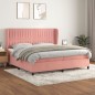vidaXL Cama box spring con colchón terciopelo rosa 200x200 cm vidaXL Cama box spring con colchón terciopelo rosa 200x200 cm