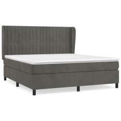 vidaXL Cama box spring con colchón terciopelo gris oscuro 160x200 cm