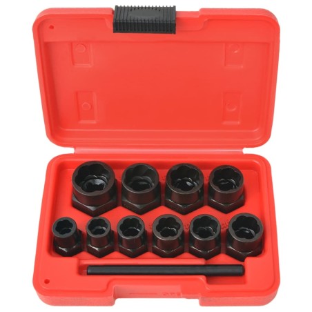 vidaXL Juego de extractor de pernos y tuercas dañadas 11 piezas acero