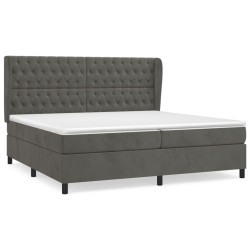 vidaXL Cama box spring con colchón terciopelo gris oscuro 200x200 cm