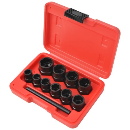 vidaXL Juego de extractor de pernos y tuercas dañadas 11 piezas acero