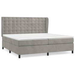 vidaXL Cama box spring con colchón terciopelo gris claro 200x200 cm