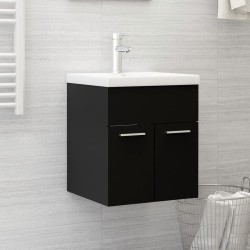 vidaXL Armario para lavabo madera contrachapada negro 41x38,5x46 cm