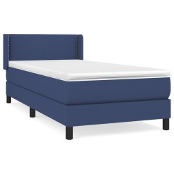 vidaXL Cama box spring con colchón tela azul 90x200 cm