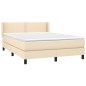 vidaXL Cama box spring con colchón tela color crema 140x190 cm vidaXL Cama box spring con colchón tela color crema 140x190 cm