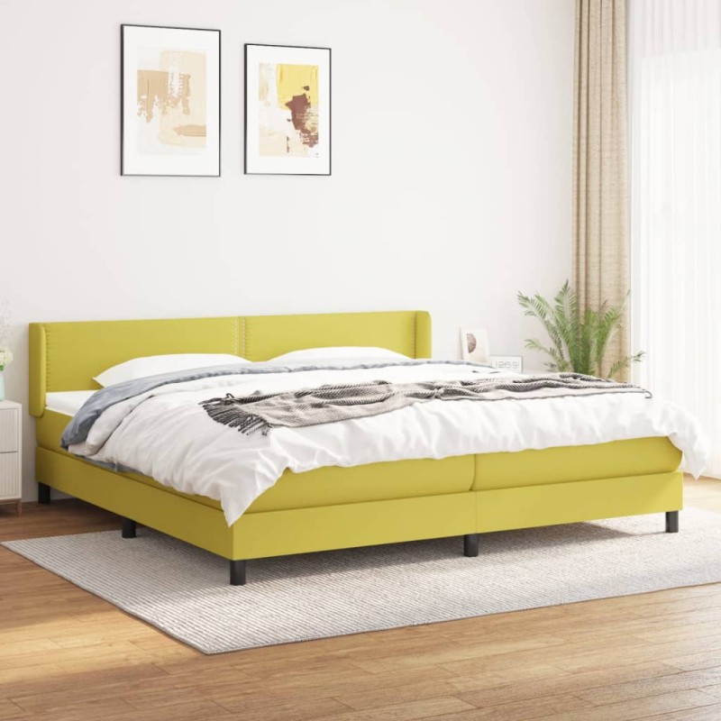 vidaXL Cama box spring con colchón tela verde 200x200 cm vidaXL Cama box spring con colchón tela verde 200x200 cm