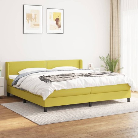 vidaXL Cama box spring con colchón tela verde 200x200 cm