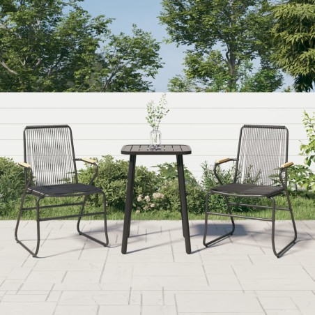 vidaXL Sillas de jardín 2 unidades ratán PVC negro 58x59x85,5 cm