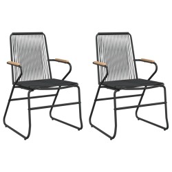 vidaXL Sillas de jardín 2 unidades ratán PVC negro 58x59x85,5 cm