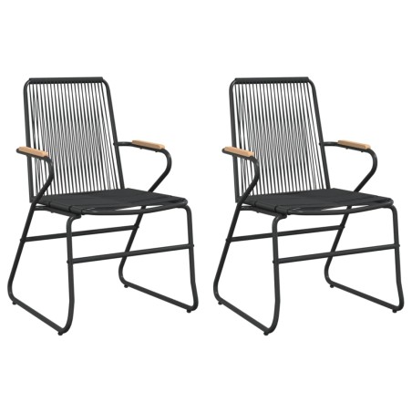 vidaXL Sillas de jardín 2 unidades ratán PVC negro 58x59x85,5 cm