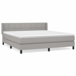vidaXL Cama box spring con colchón tela gris claro 160x200 cm