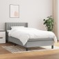 vidaXL Cama box spring con colchón tela gris claro 90x190 cm vidaXL Cama box spring con colchón tela gris claro 90x190 cm