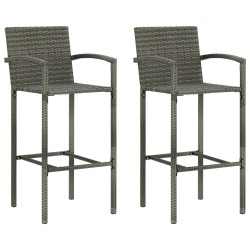 vidaXL Taburetes de cocina 2 unidades ratán sintético gris