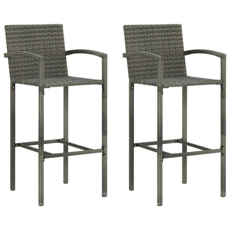 vidaXL Taburetes de cocina 2 unidades ratán sintético gris
