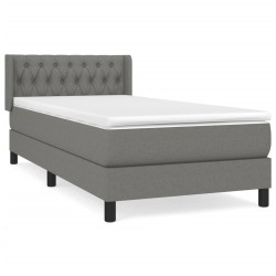 vidaXL Cama box spring con colchón tela gris oscuro 90x200 cm