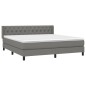 vidaXL Cama box spring con colchón tela gris oscuro 160x200 cm