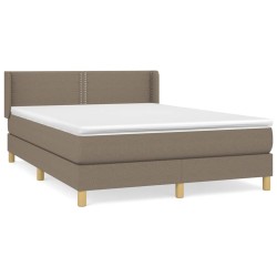 vidaXL Cama box spring con colchón tela gris taupe 140x190 cm