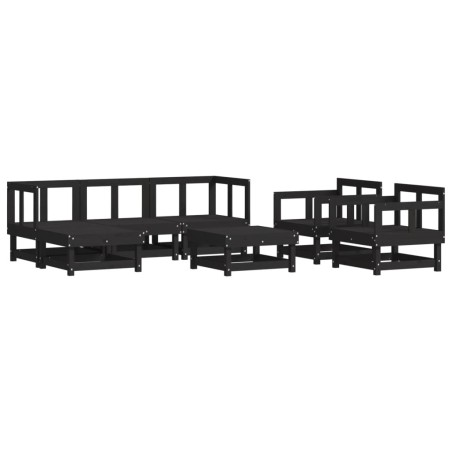 vidaXL Juego de muebles de jardín 7 piezas madera maciza de pino negro