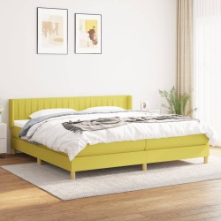 vidaXL Cama box spring con colchón tela verde 200x200 cm