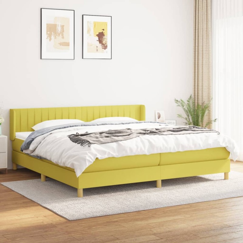 vidaXL Cama box spring con colchón tela verde 200x200 cm vidaXL Cama box spring con colchón tela verde 200x200 cm