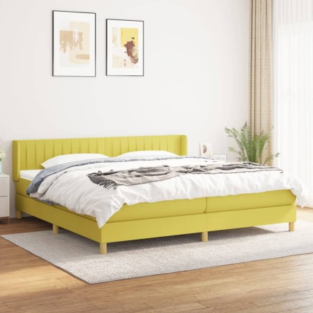 vidaXL Cama box spring con colchón tela verde 200x200 cm