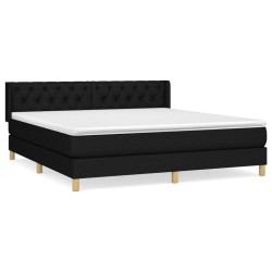 vidaXL Cama box spring con colchón tela negro 160x200 cm