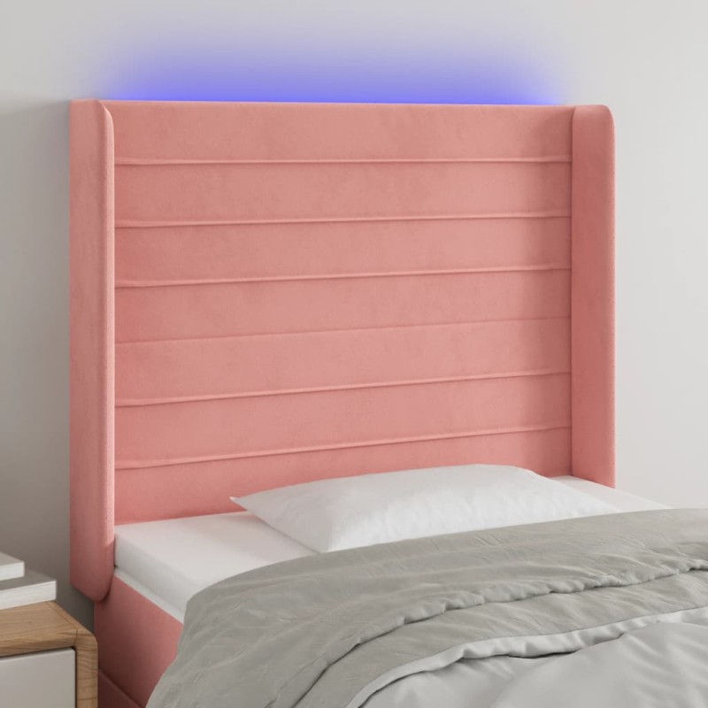 vidaXL Cabecero con LED de terciopelo rosa 93x16x118/128 cm vidaXL Cabecero con LED de terciopelo rosa 93x16x118/128 cm