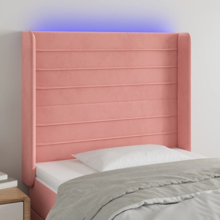 vidaXL Cabecero con LED de terciopelo rosa 93x16x118/128 cm