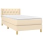 vidaXL Cama box spring con colchón tela color crema 80x200 cm