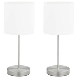 vidaXL Lámparas de mesa 2 unidades  con botón táctil blanco E14
