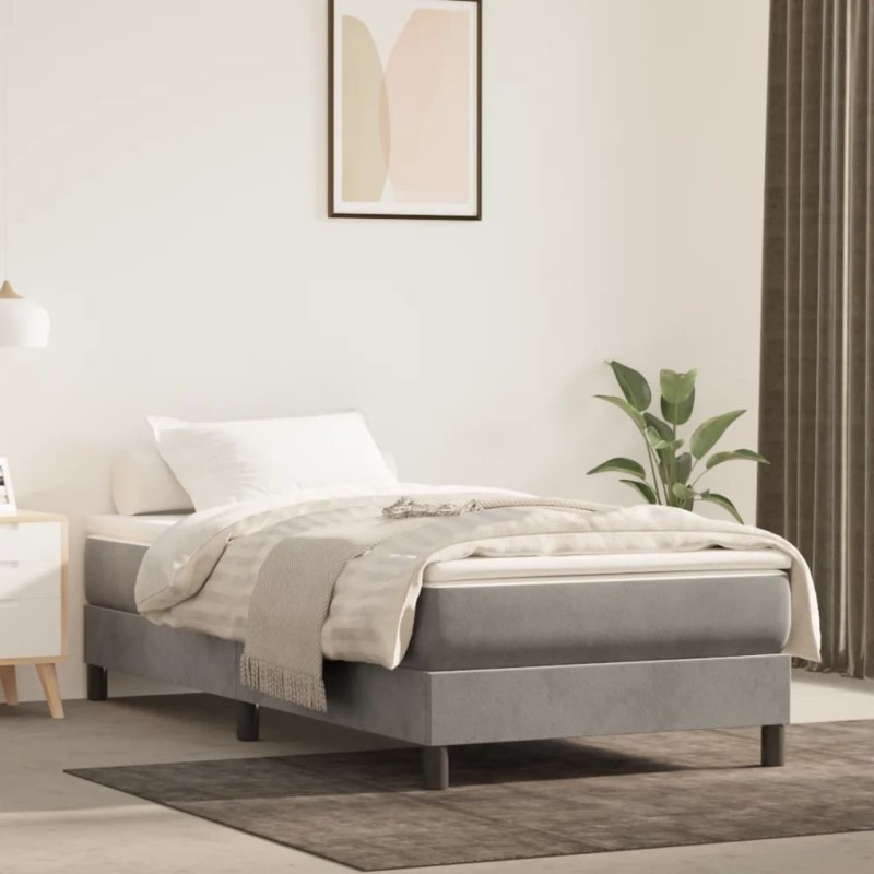 vidaXL Colchón de muelles ensacados terciopelo gris claro 100x200x20cm vidaXL Colchón de muelles ensacados terciopelo gris claro 100x200x20cm