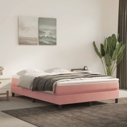 vidaXL Colchón de muelles ensacados terciopelo rosa 140x200x20 cm