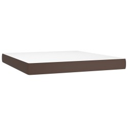 vidaXL Colchón muelles ensacados cuero sintético marrón 180x200x20 cm