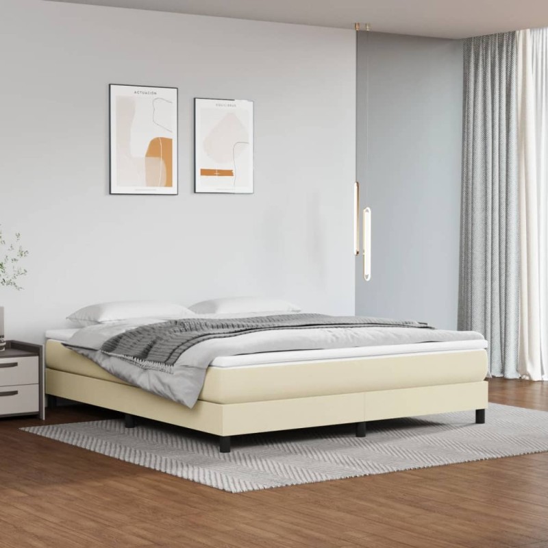 vidaXL Colchón de muelles ensacados cuero sintético crema 160x200x20cm vidaXL Colchón de muelles ensacados cuero sintético crema 160x200x20cm