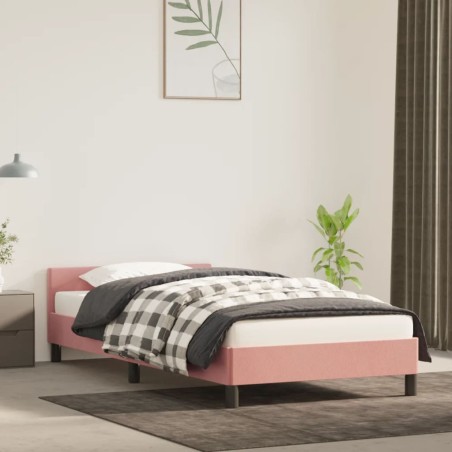 vidaXL Estructura de cama con cabecero de terciopelo rosa 80x200 cm