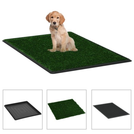 vidaXL Inodoro mascotas con bandeja césped artificial verde 64x51x3 cm