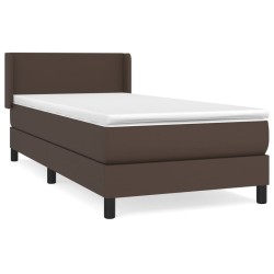 vidaXL Cama box spring con colchón cuero sintético marrón 100x200 cm