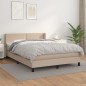 vidaXL Cama box spring con colchón cuero sintético capuchino 140x190cm vidaXL Cama box spring con colchón cuero sintético capuchino 140x190cm