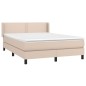 vidaXL Cama box spring con colchón cuero sintético capuchino 140x190cm vidaXL Cama box spring con colchón cuero sintético capuchino 140x190cm