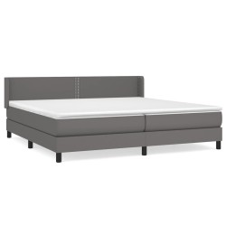 vidaXL Cama box spring con colchón cuero sintético gris 200x200 cm
