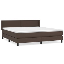 vidaXL Cama box spring con colchón cuero sintético marrón 180x200 cm