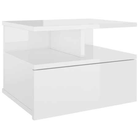 vidaXL Mesita de noche flotante aglomerado blanco brillante 40x31x27cm