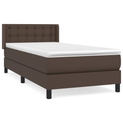 vidaXL Cama box spring con colchón cuero sintético marrón 90x200 cm