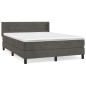 vidaXL Cama box spring con colchón terciopelo gris oscuro 140x200 cm vidaXL Cama box spring con colchón terciopelo gris oscuro 140x200 cm