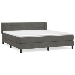 vidaXL Cama box spring con colchón terciopelo gris oscuro 180x200 cm