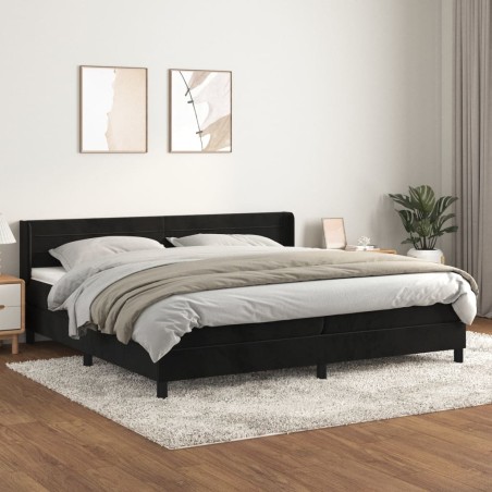 vidaXL Cama box spring con colchón terciopelo negro 200x200 cm