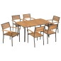 vidaXL Set de comedor de jardín 7 pzas madera maciza de acacia y acero vidaXL Set de comedor de jardín 7 pzas madera maciza de acacia y acero