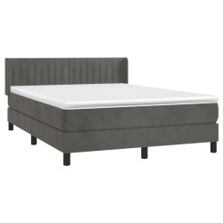 vidaXL Cama box spring con colchón terciopelo gris oscuro 140x190 cm