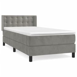 vidaXL Cama box spring con colchón terciopelo gris claro 80x200 cm