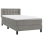 vidaXL Cama box spring con colchón terciopelo gris claro 80x200 cm vidaXL Cama box spring con colchón terciopelo gris claro 80x200 cm